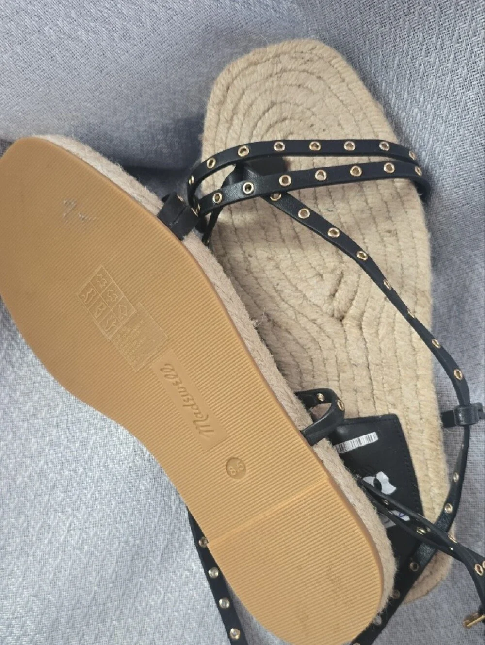 NWOB..Madewell Black Studded Wrap Espadrilles